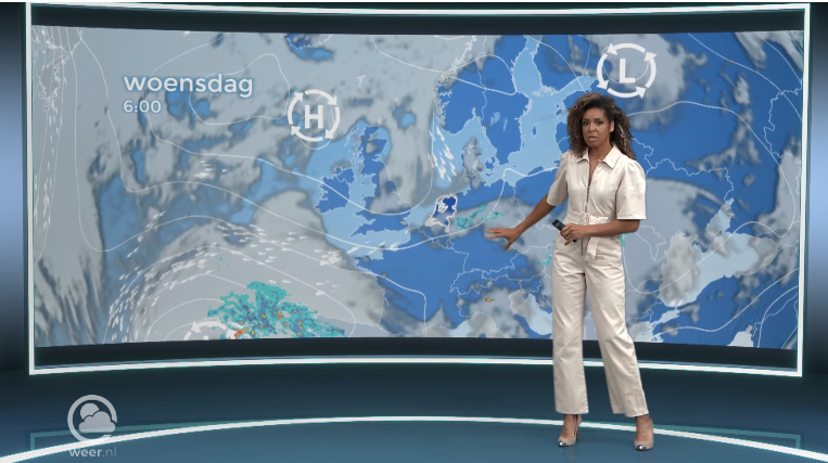 Screenshot van het weerbericht op Hart van Nederland op SBS6.